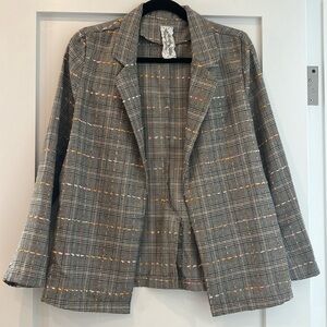 Sadie and Sage plaid blazer with multicolor stitching